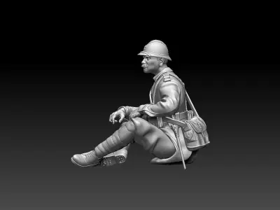 French soldier ww2 3D print model