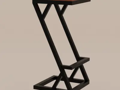 Loft style chair with wood and iron Free low-poly 3D model