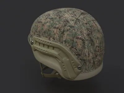 Ops Core Sentry helmet foliage green with marpat camo 3D model