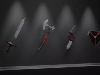 Game-Ready Medieval Melee Weapon Pack Low-poly Low-poly 3D model
