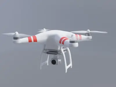 Semi Realistic Low poly White Drone Low-poly 3D model