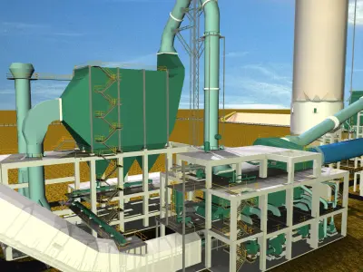 7-Cooler Electrostatic Precipitator Cement Plant Free 3D model