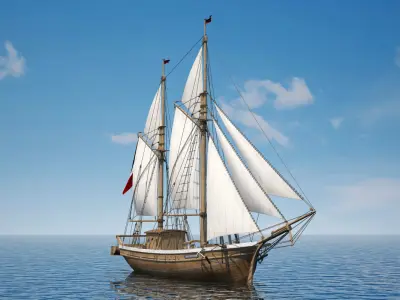Galeas sailing ship 3D model