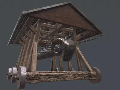 3D Medieval battering ram low poly model Low-poly 3D model
