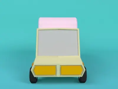 Low-poly wagon ice cream truck Free low-poly 3D model