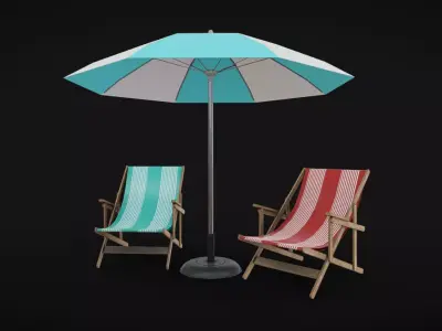 Beach Chairs Low-poly 3D model