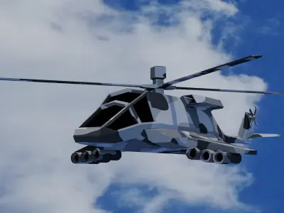 Helicopter flying in sky Low-poly 3D model