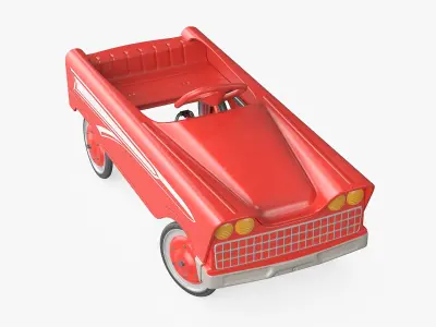 Vintage American Murray Red Childs Roadster Pedal Car Rigged for Cinema 4D 3D model