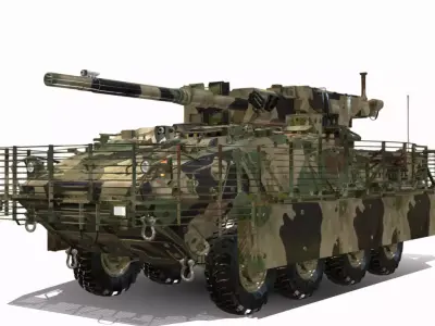 M1128 STRYKER MGS 8X8 Low-poly 3D model