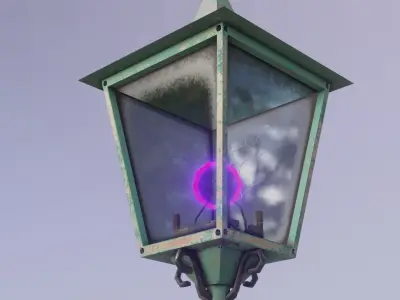 stylized steampunk lamp staff PBR Game ready Low-poly 3D model