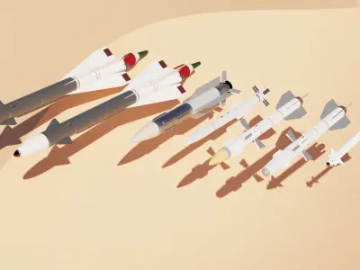 Ultimate Russian Air to Air Missiles Pack Low-poly 3D model