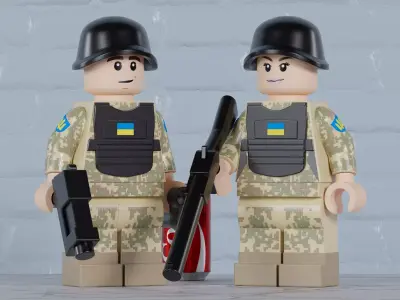 Lego Ukrainian Soldiers Maxifig - Fully Articulated Free 3D print model