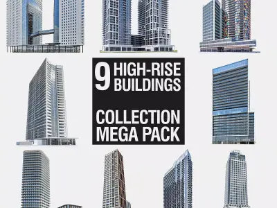 High-rise Buildings Megapack Low-poly 3D model