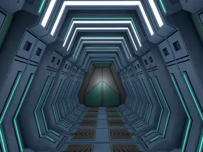 Sci fi corridor 3D model 169