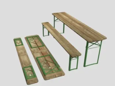 Biertischgarnitur  I  German Outdoor Beer Furniture Free 3D model