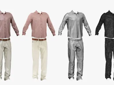 001284 mans pink top and white pants Low-poly 3D model