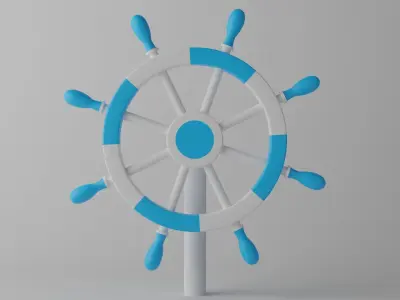 Ships Steering Wheel Low-poly 3D model