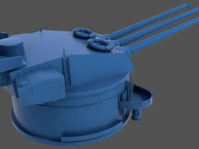 381mm WW2 Italian turret n2 - Commercial license - 1-200 scale 3D print model