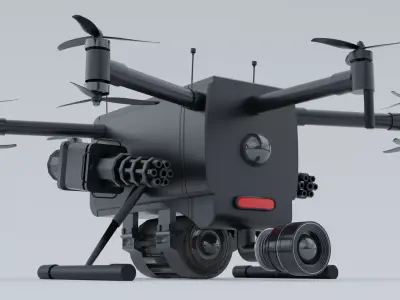 DJI Sci-Fi Tactical Combat Drone Militry Gatling Gun Game Ready  3D model
