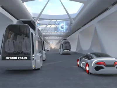 Sci-Fi Futuristic Autobahn Tunnel 3D model