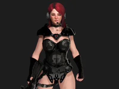 AAA 3D REALISTIC CHARACTER SEXY SNIPER - HUMAN RIG GAME READY Low-poly 3D model