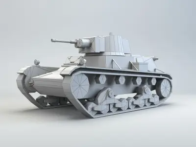 Low Poly 7TP light tank Low-poly 3D model