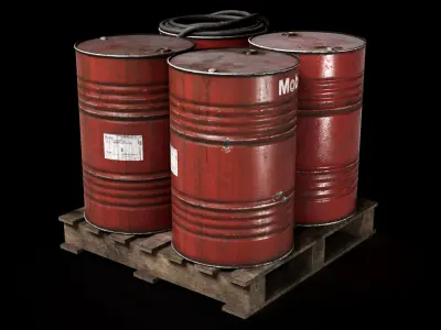 Oil drums set Low-poly 3D model