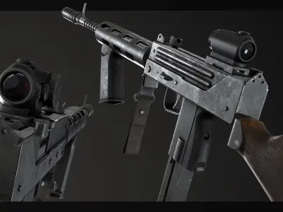 PBR MAC-10 Race Gun Low-poly 3D model