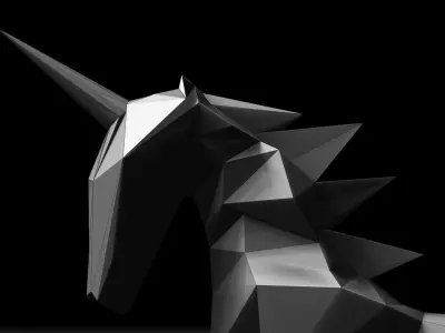 Origami Unicorn Low-poly 3D model