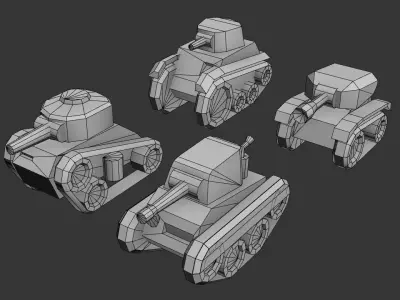 Midget Lowpoly Tanks Low-poly 3D model