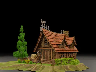 STYLIZED MEDIEVAL BUILDING 03 PRINT READY Low-poly 3D model