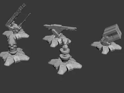 Towers set of spaceships Free 3D model