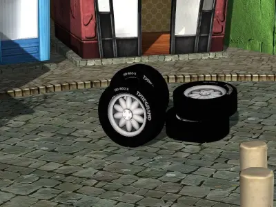 SPORTIVE WHEELS and TIRES Low-poly 3D model