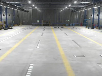 Truck Repair Workshop Interior 01 All PBR Unity UE Textures Low-poly 3D model