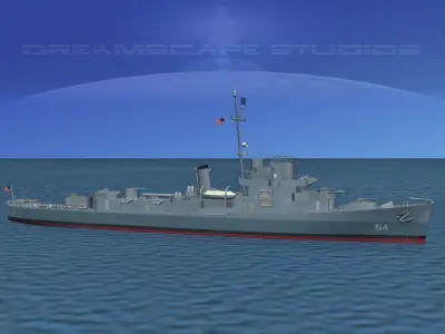 Destroyer Escort DE-154 USS Simms 3D model