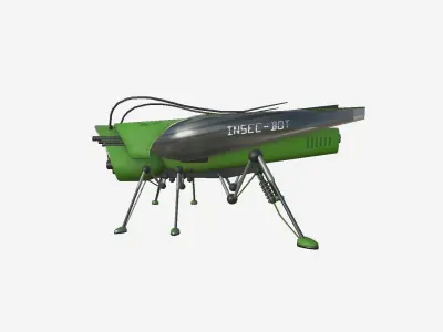 Insect Robot F10 Green - SciFi Character Design Low-poly 3D model