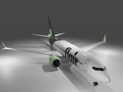 Flair airlines Boeing 737 max 8 3d model with cockpit Low-poly 3D model