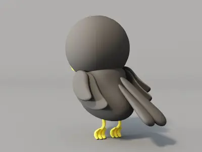 3d crow cartoon bird with big eyes 3D model