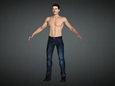 Maverick man in jeans Low-poly 3D model