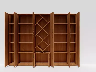 Wooden Cabinet with Wine Rack - Modern Furniture 3D Model 3D model