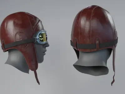 Aviator Pilot Helmet Low-poly 3D model