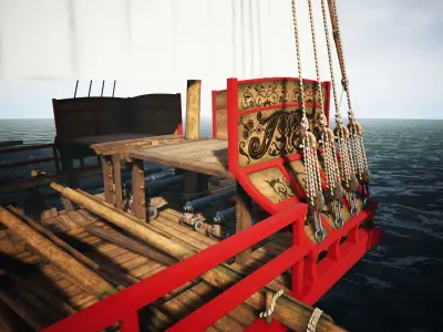 Medieval Galley Low-poly 3D model