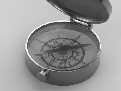 stylized compass Low-poly 3D model