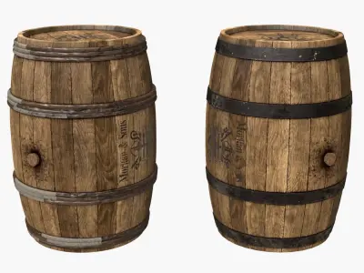 Wooden Barrels Assets 2 Low-poly 3D model