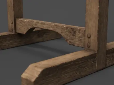 Pillory Wooden Low-poly 3D model