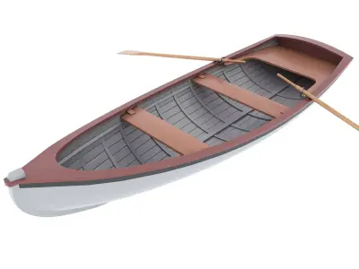 Wooden Boat Low-poly 3D model