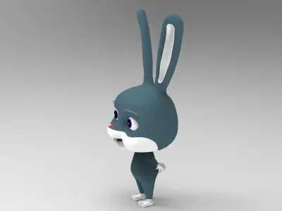 Rabbit Cartoon 3D Free low-poly 3D model