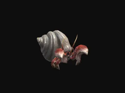 animated Hermit crab Low-poly 3D model