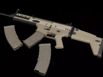 SCAR-H assault rifle Low-poly 3D model