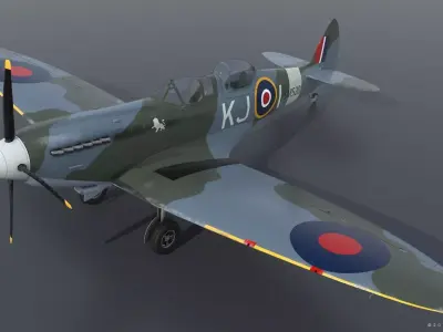 SPITFIRE TR MK9 - Rigged Low-poly 3D model